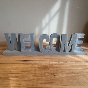 Light Blue Wooden Decorative 'Welcome' Word Runner